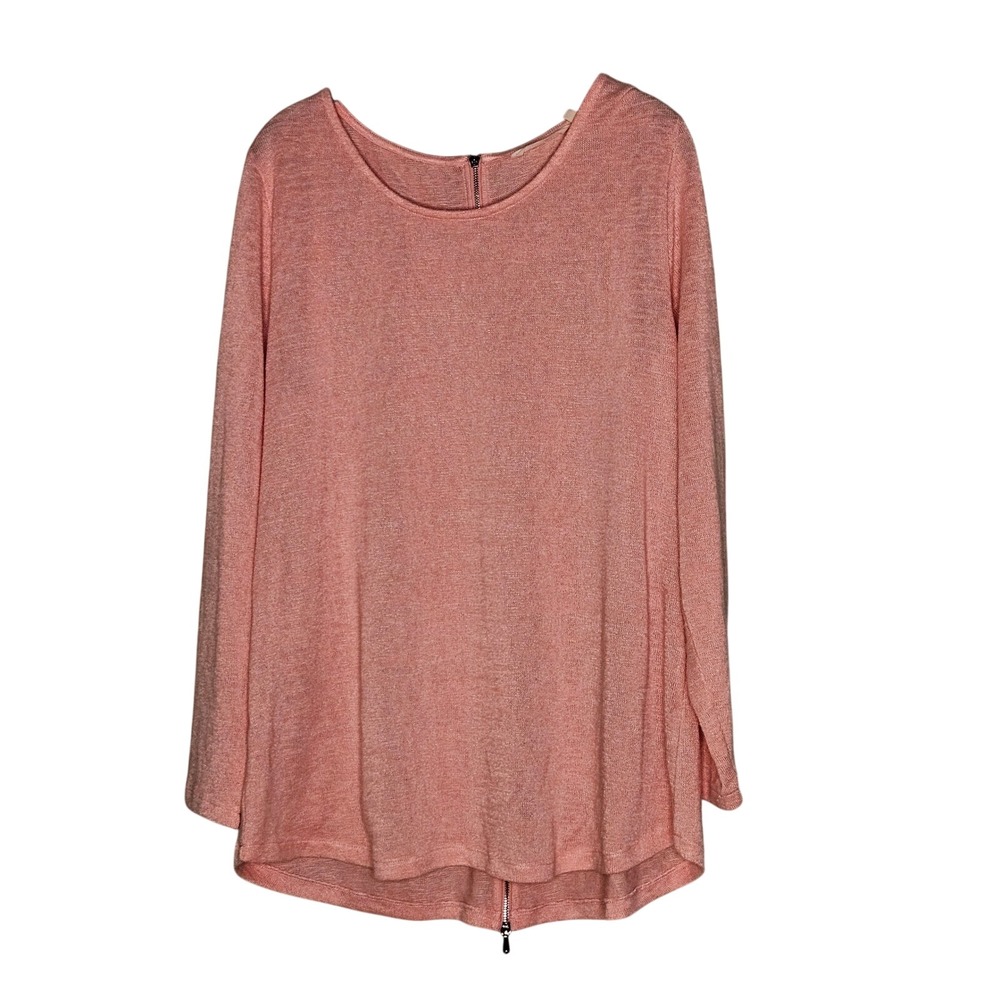 Soft Surroundings Top Tunic 1X Full Zip Back Coastal Summer Lagenlook Casual